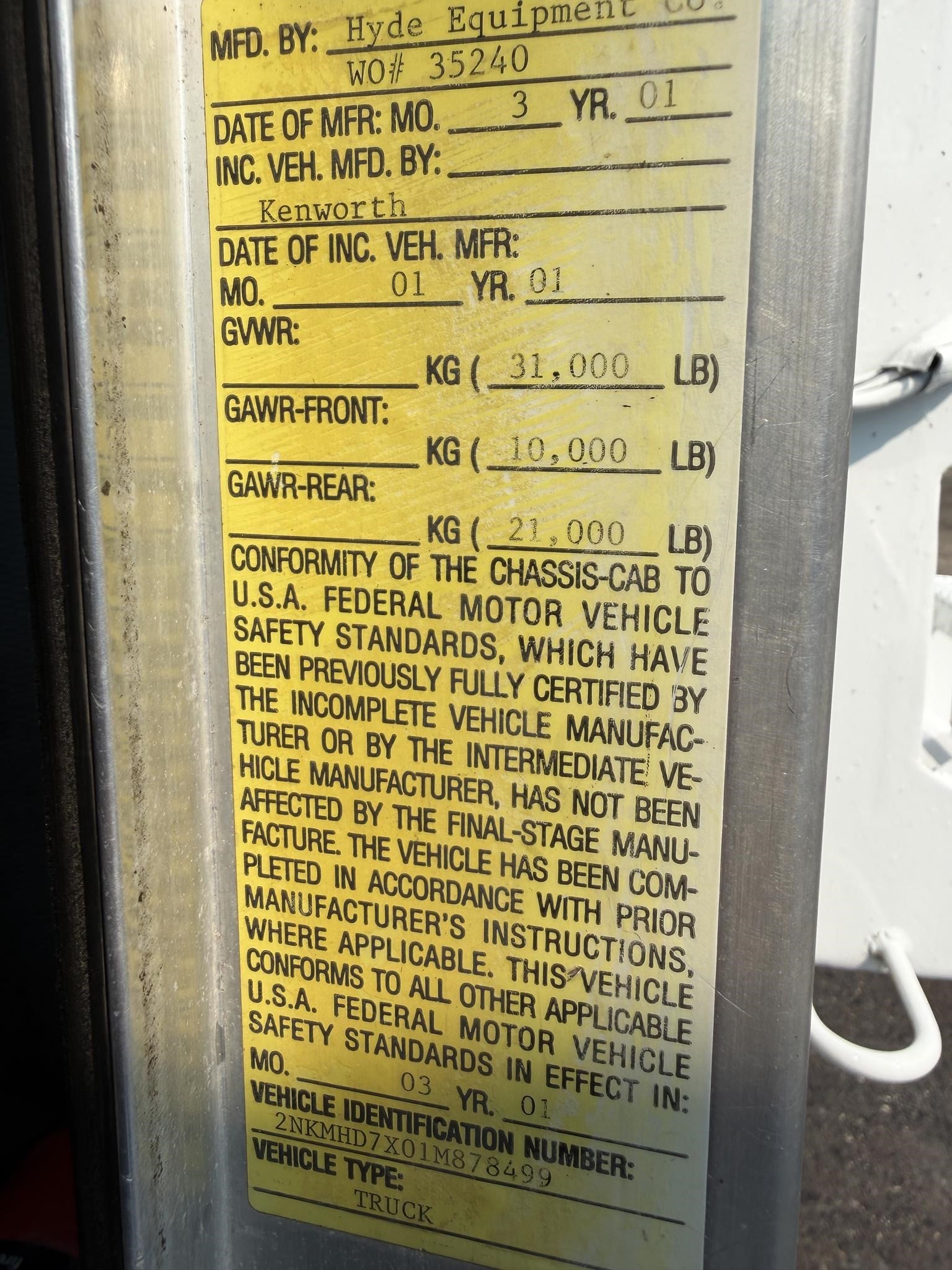 2001 KENWORTH T300 11038151051 2001 KENWORTH T300 11038151051
